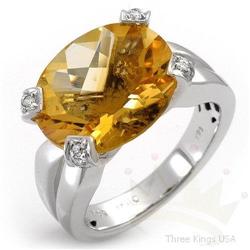 Ring 6.68 ctw Citrine & Diamond 14K White Gold