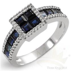 Genuine 1.95 ctw Sapphire & Diamond Ring 14K Gold