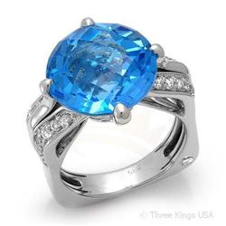 Ring 12.96 ctw Topaz & Diamond 14K White Gold