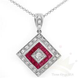 Necklace 1.43 ctw Ruby & Diamond 14K White Gold