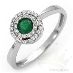 Genuine .46 ctw Emerald & Diamond 14K White Gold