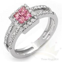 Ring 0.97 ctw Pink Sapphire & Diamond 14K White Gold