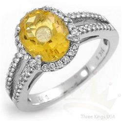 Genuine 3.71 ctw Citrine & Diamond 14K White Gold