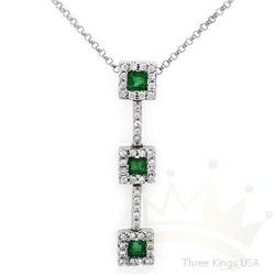 Necklace 0.85 ctw Emerald & Diamond 14K White Gold
