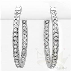Genuine .76 ctw Diamond Hoop Earrings 14K W Gold