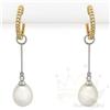 Image 1 : Genuine .14ct Diamond & Pearl Earrings 14K 2tone Gold