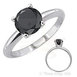 Ring 0.75 ct Solitaire Black Diamond 14K Gold