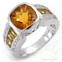 Ring 4.36 ctw Citrine & Diamond 14K White Gold