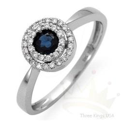 Genuine .50 ctw Sapphire & Diamond 14K White Gold