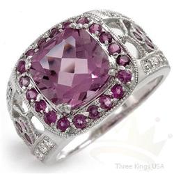 Genuine 5.90 ctw Amethyst & Diamond Ring 14K Gold
