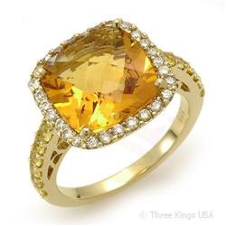 Ring 4.96 ctw Cit/12 Ysap & Diamond 14K White Gold