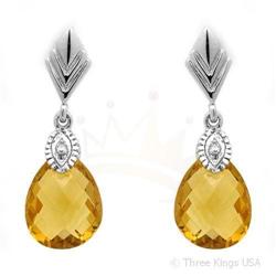 Earrings 5.11 ctw Citrine & Diamond 14K White Gold