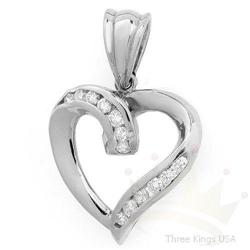 Genuine .50 ctw Diamond Heart Pendant 14K W Gold