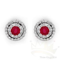 Famous .56 ctw Diamond & Ruby Earrings 14K Gold