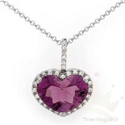 Necklace 3.61 ctw Amethyst & Diamond 14K White Gold