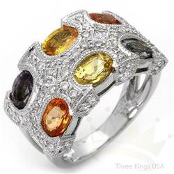 Ring 4.29 ctw FSapphire & Diamond 14K White Gold