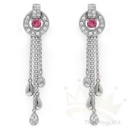 Earrings 1.05 ctw Pink Sapphire & Diamond 14K Gold