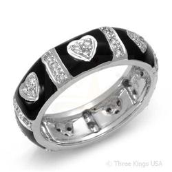 Ring 0.41Black Coral & Diamond 14K White Gold