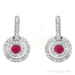 Earrings 0.98 ctw Ruby & Diamond 14K White Gold