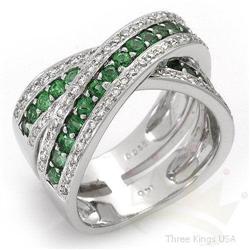 Ring 1.95 ctw Green Garnet & Diamond 14K White Gold