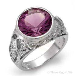 Ring 5.09 ctw Amethyst & Diamond 14K White Gold