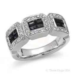 Ring 1.11 ctw Blue Sapphire & Diamond 14K White Gold