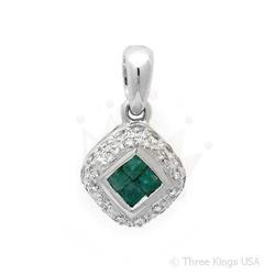 Pendant 0.35 ctw Emerald & Diamond 14K White Gold