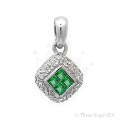 Pendant 0.34ct Yellow Sapphire & Diamond 14K White Gold