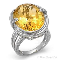 Ring 15.76 ctw Citrine & Diamond 14K White Gold
