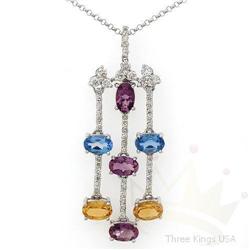 Necklace 4.12ctw Semi-precious & Diamond 14K W Gold