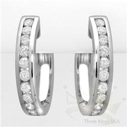 Famous 1.0 ctw Diamond Hoop Earrings 14K White Gold