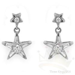 Genuine .59 ctw Diamond Star Earrings 14K White Gold