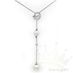 Genuine .10 ctw Diamond & Pearl Necklace 14K Gold