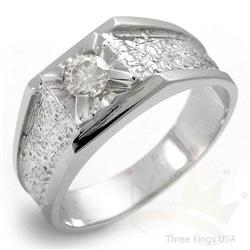 Genuine .40 ctw Diamond Men's Ring 14K White Gold
