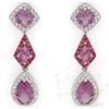 Image 1 : Earrings 7.10 ctw Amethyst, Pink Sap & Diamond Gold