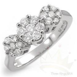 Genuine .75 ctw Diamond Flower Ring 14K White Gold