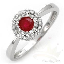 Genuine .50 ctw Ruby & Diamond 14K White Gold