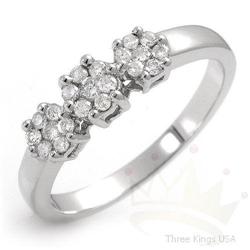 Genuine .50 ctw Diamond Flower Ring 14K White Gold