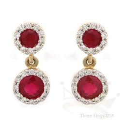 Genuine 1.22 ctw Ruby & Diamond Earrings 14K Y Gold