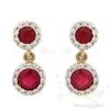 Image 1 : Genuine 1.22 ctw Ruby & Diamond Earrings 14K Y Gold