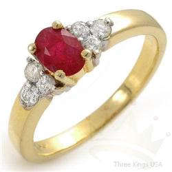 Genuine .84 ctw Ruby & Diamond Ring 14K Yellow Gold