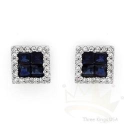 Genuine 1.19 ctw Sapphire & Diamond Earrings 14K Gold