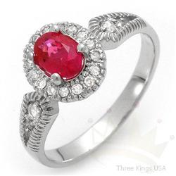 Certified 1.02 ctw Ruby & Diamond Ring 14KW Gold