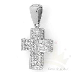 Genuine 1.50 ctw Diamond Cross Pendant 14KW Gold