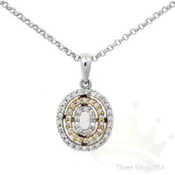 Genuine .20 ctw Diamond Oval Necklace 14K Gold
