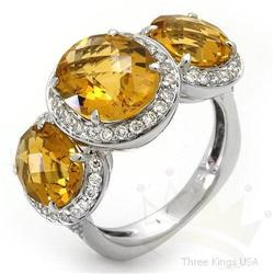 Ring 7.16 ctw Citrine & Diamond 14K White Gold
