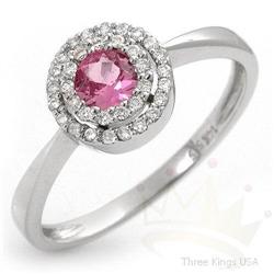 Genuine .50 ctw Pink Sapphire & Diamond 14K W Gold