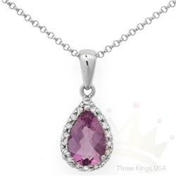 Pear Pendant 1.15 ctw Amethyst & Diamond 14K Gold