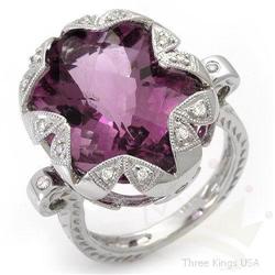 Ring 15.83 ctw Amethyst & Diamond 14K White Gold