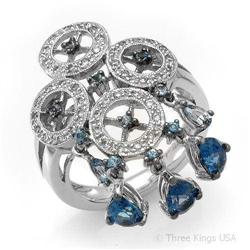 Ring 2.15 ctw Blue Topaz & Diamond 14K White Gold
